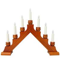 Star Trading 13.5" x 16.5" 7 Light Electric Brown Wooden Karin Swedish Candelabra / Candlestick